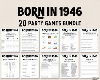 80th Birthday Party Games Bundle | Born in 1946 Games | 80th Birthday Games | Fun Printable Games | Party Games | Adult Games | Family Game