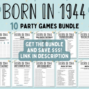 80th Birthday Party Games Bundle Born in 1944 Games 80th Birthday Games Fun Printable Games Party Games Adult Games Family Game image 9