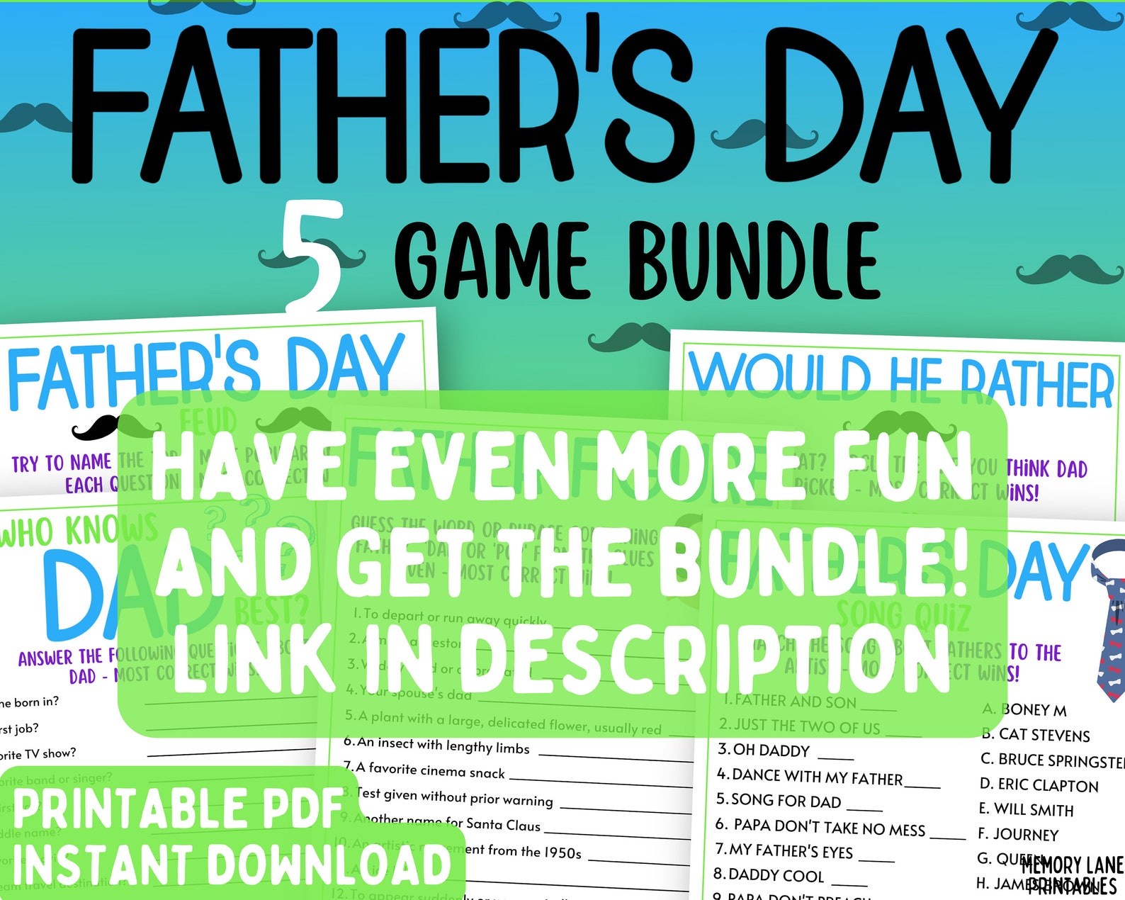 Father's Day Trivia Game Father's Day Party Game Etsy