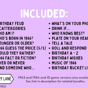 60th Birthday Party Games Bundle | Born in 1966 Games | 60th Birthday Games | Fun Printable Games | Party Games | Adult Games | Family Game image 4