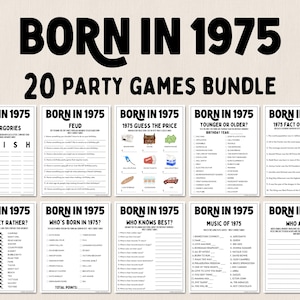 Lot de jeux de société pour le 50e anniversaire | Né en 1975 Jeux | Jeux du 50e anniversaire | Jeux imprimables amusants | Jeux de société | Jeux pour adultes | Jeu familial