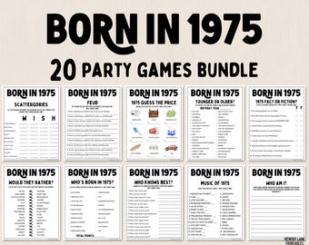 50er Geburtstag Party Spiele Bundle | Geboren 1975 Spiele | 50er Geburtstagsspiele | Lustige Druckbare Spiele | Gesellschaftsspiele | Spiele für Erwachsene | Familien Spiel