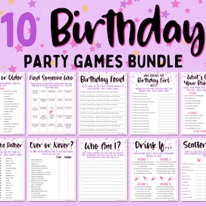 Birthday Games Bundle | 10 Birthday Games for Her | Adult Birthday Party Games | Printable Birthday Games | Birthday Girl Games | Adult Game