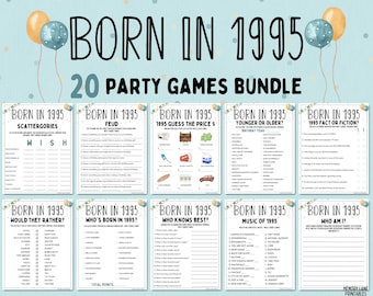 30th Birthday Party Games Bundle | Born in 1995 Games | 30th Birthday Games | Fun Printable Games | Party Games | Adult Games | Family Game