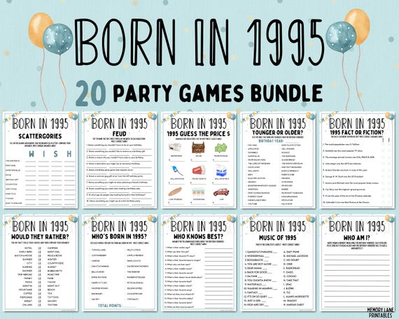 30th Birthday Party Games Bundle | Born in 1995 Games | 30th Birthday Games | Fun Printable Games | Party Games | Adult Games | Family Game
