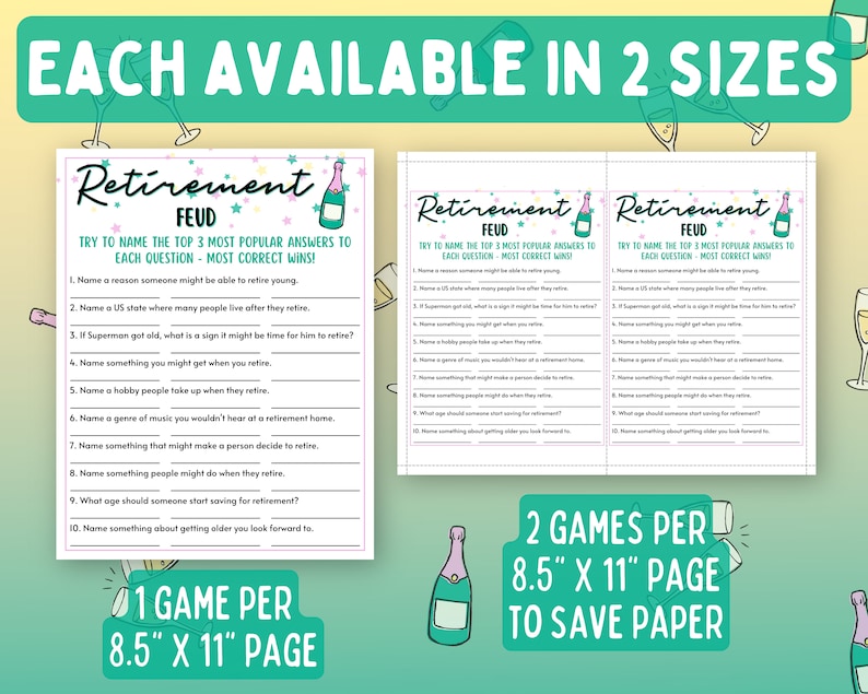 Retirement Party Game | Retirement Feud Game | Retirement Family Feud Game | Fun Printable Party Game | Funny Adult Retiree Trivia Game image 2