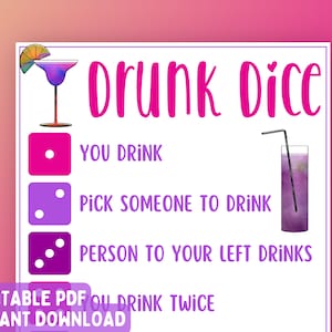 Ladies&#39; Night Drunk Dice Game | Ladies Night Party Game | Fun Girls Night Out Game | Girls Night In Game | Adult Game | Drinking Game