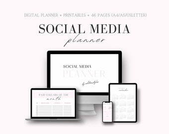 Social media digital planner | social media tracker | social media planner 2022 | instagram planner | business planner | printable planner