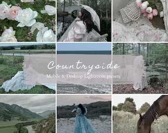 10 ajustes preestablecidos de Lightroom COUNTRYSIDE para dispositivos móviles y de escritorio / ajustes preestablecidos de influencers, estética cottagecore, filtros de instagram, ajustes preestablecidos de primavera, rústico