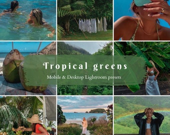 3 ajustes preestablecidos de Tropical Lightroom para dispositivos móviles y de escritorio / ajustes preestablecidos de verdes tropicales / ajustes preestablecidos de vacaciones / verdes cambiantes / ajustes preestablecidos de blogger de viajes