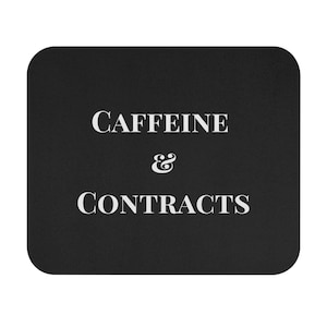 Caffeine and Contracts, Loan Officer, Mortgage Broker, Realtor Mouse Pad GiftFinance Gift, Professional, Banker, Motivation