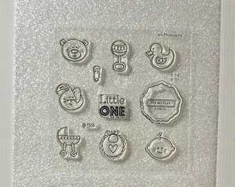 CTMH B1505 Baby & Friends-gently used acrylic stamp set