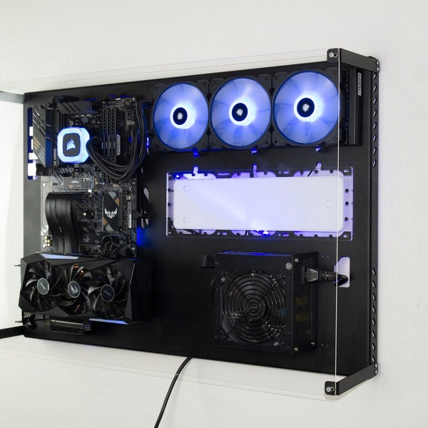 Wandmontierbares 360-mm-PC-Gehäuse mit zwei Steckplätzen, individuelle Unterstützung für Flüssigkeitskühlung, Wand-Computergehäuse