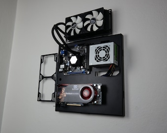 Mini ITX Wall Computer Case, Wall Mount Pc, Space Case, Custom Computer Case, Double Radiator,