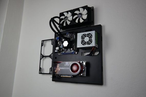 Mini ITX Wall Computer Case, Wall Mount Pc, Space Case, Custom Computer Case,  Double Radiator, 