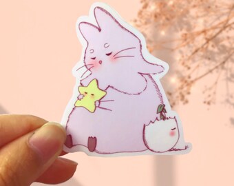 Clementine Sleeping with Timtree and Starie Vinyl Sticker, water-resistant stickers, glossy stickers, cute/kawaii stickers, trendy stickers