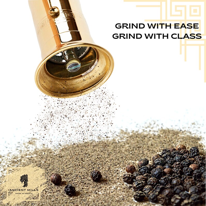 Ancient Mills European Brass 8 Pepper Mill Handcrafted Manuel Brass