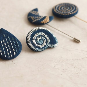 Sashiko Pin Embroidery Kit - A set of 4 styles with a reusable sashiko stencil template