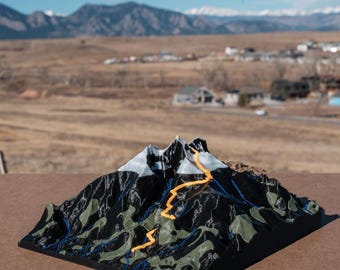 Longs Peak Keyhole Route 3D Topographic Map – Multi-Color Colorado Mountain Terrain Model