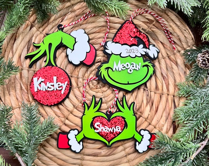 Personalized Grinch Ornament grinch Family Ornament family Ornament Etsy