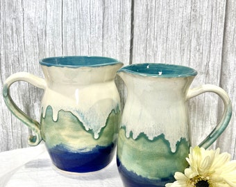 Pitcher Handmade Ceramic Blue Green | 16 oz & 28 oz