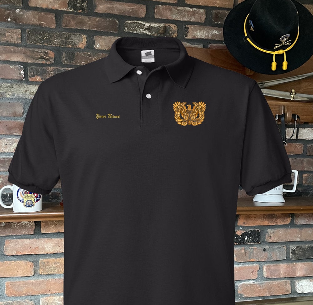 Mens US Army Logo Long Sleeve Polo Shirt - Gold, 3XL 