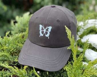 Butterfly Dad Cap Embroidered Nature Hat Unisex Soft Structured Hat | 100% Cotton Comfortable Adjustable Baseball Hat, Gift for Him Her