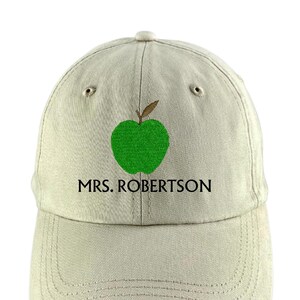 Personalized Teacher Hat: 100% Cotton Beige Distressed Baseball Cap Adjustable, Custom Embroidered Tutor Gifts