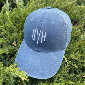 Monogrammed Baseball Cap, CUSTOM EMBROIDERED Hat w/ Buckle Strap | Low-Profile Personalized Bridesmaids Hat, Washed 100% Cotton Womens Hat