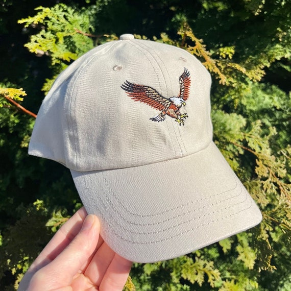 Dad Hat Embroidered Eagle, Beige Hiking Hat for Men, Unisex