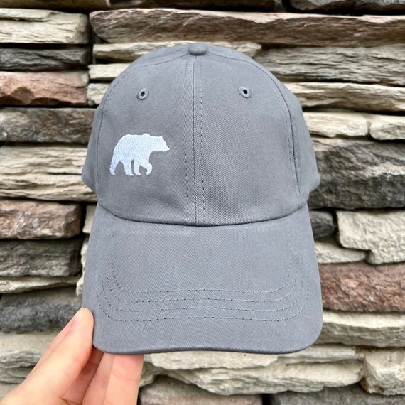 Dad Hat Embroidered Bear Silhouette, Gray Hiking Hat for Men, Unisex  Adjustable Soft 100% Cotton Women's Baseball Cap, Gifts for Him Her -   Canada