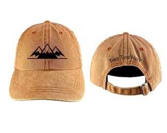 Dad Hat Embroidered Mountain, Hiking Hat Unisex | 100% Cotton Women's Baseball Cap Washed Unstructured, Nature Gifts for Her, for Him