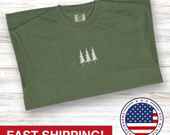 Forest Trees T-shirt, Personalized Nature Lover Apparel, Custom Comfort Colors® Embroidered Tee