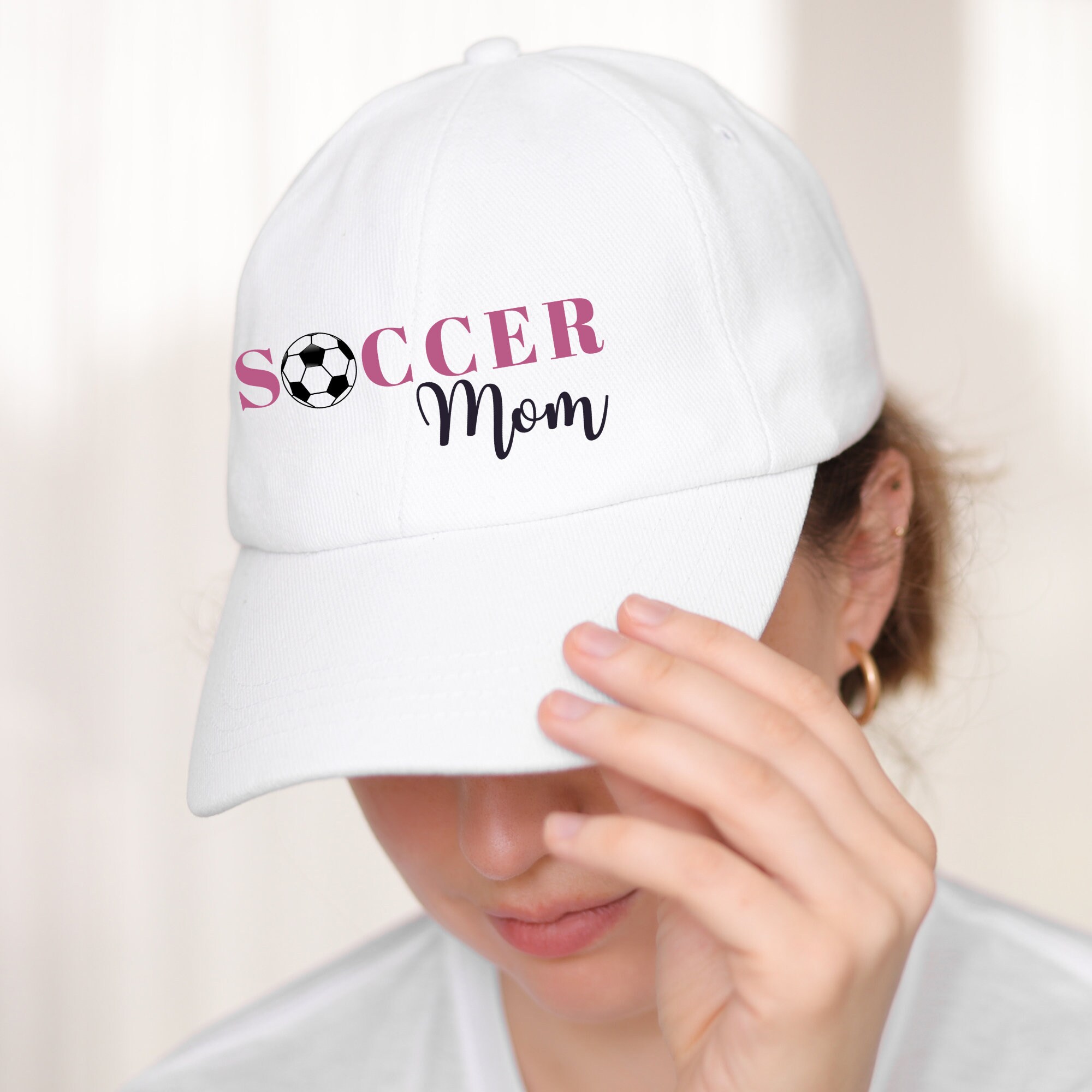 SOCCER MOM Baseball Cap: 100% Cotton White Hat Adjustable  display picture 2