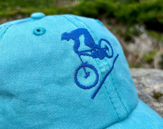 Personalized Biking Hat: 100% Cotton Distressed Baseball Cap Unisex, Custom Embroidered Biker Apparel Gifts