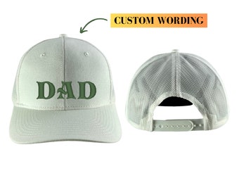 DAD Large Trucker Hat Personalized, White Baseball Caps Men, Port Authority C112 Snapback, Embroidered Caps for Men, Unique Fathers Day Gift
