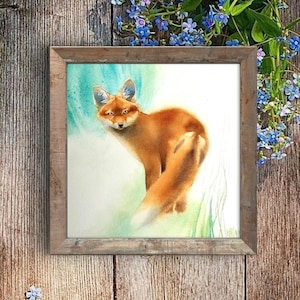 Little surprised fox,fox painting,art print of my original watercolor,fox wall art,animal art,limited edition,handmade.