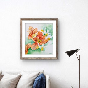 Fleurs du jardin,tulipes rouges et narcisses,peinture à l'aquarelle originale,œuvre d'art fait-main,fleurs du printemps,art mural floral. image 9
