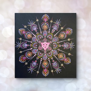 Pittura mandala originale, intreccio celtico, pittura meditativa Zen, spirituale e relax, acrilico, arte murale mandala, fatta a mano.