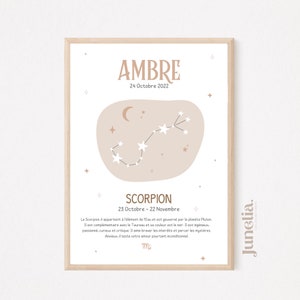 Child astrological sign poster, constellation, child character poster, astral illustration, birth gift, printed or digital