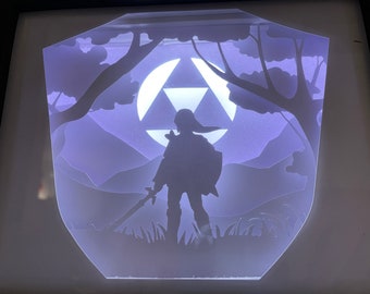 Modello di download istantaneo per il taglio della carta ispirato a Legend of Zelda Shadow Box (SVG) Taglia file 8x10 Compleanno, Giochi