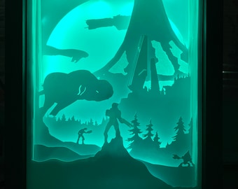 Modello di download istantaneo per il taglio della carta di Halo Combat Evolved ispirato alla scatola delle ombre (SVG) File di taglio 8x10 Compleanno, Gioco