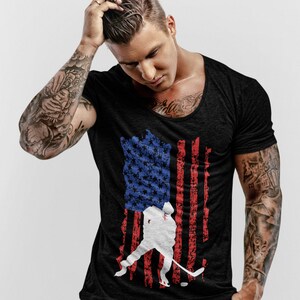 USA Flag Hockey T-Shirt American Team Hockey USA Flag T shirt USA Hockey Fan T-shirt Gifts For Hockey