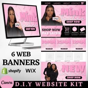 DIY Web Design Kit - DIY Website Banner - Editable Lash Website Banners - Shopify Website Banners - Wix Website Banners -CANVA lash banners