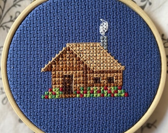 Sommer Cabochon Kreuzstich Muster PDF Download | Gemütliches Sommer Landhaus | Anfängerfreundlich