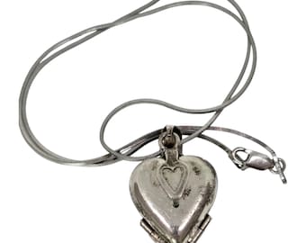 Vintage TAXCO Sterling Silver 4 Photo Heart Locket Pendant Necklace TT-44 Mexico 925 14g - Beautiful Gift