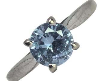 Vintage Aquamarine Solitaire Ring in 10K Solid White Gold | Size 5 | Estate Jewelry | Statement Ring