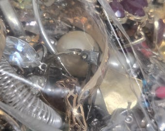 Single Earrings Jewelry Bag for Repurpose Mixed Lot Craft Collection Natural Stones Some Signed Some Vintage & Antique Beautiful Assortment