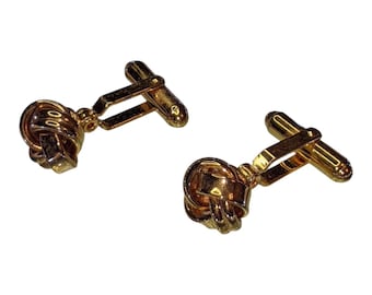 Gemelli da uomo Christian Dior vintage color oro con nodo, bottoni per camicia, gioielli di lusso firmati