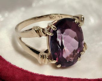 ヴィンテージ 10K ソリッドイエローゴールド ルビーリング – 4.1g | サイズ 6 | EL ホールマーク | 高品質